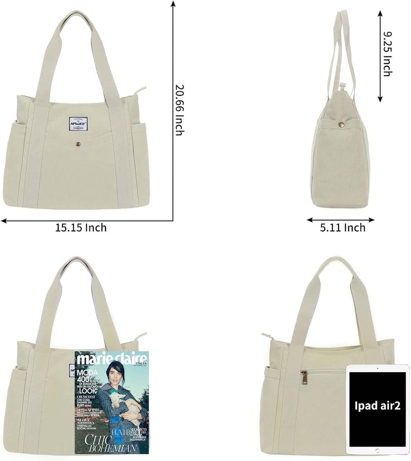 HAWEE Vásárlótáska Női Válltáska Fehér Nagy Shopper Táska Utazáshoz Munkához