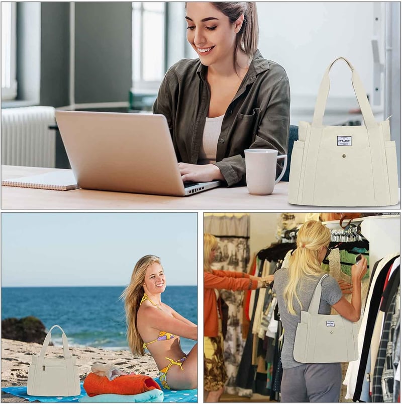 HAWEE Vásárlótáska Női Válltáska Fehér Nagy Shopper Táska Utazáshoz Munkához