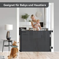 Hawthyhome zaštitna vrata za djecu i kućne ljubimce, na izvlačenje 0-140 cm, za stepenice, vrata i hodnike, mrežasti materijal, crna 6
