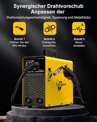HAXIAOER 145A 3-in-1 Inverteres Hegesztőgép Gáz Nélküli Porbeles Huzalhoz - MIG/MMA/TIG Funkcióval, LED Kijelzővel, Szinergikus Huzaladagolá 4