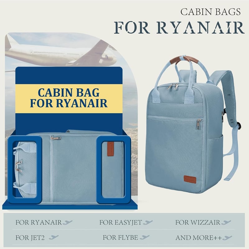 Hayayu Ryanair Kézipoggyász Hátizsák 40x20x25 cm Repülőgép Utazótáska 20L Laptop Rekesz 14" Lopásgátló Zseb Mellpánt