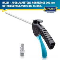 Fúkacia pištoľ Hazet 9040P-2 s dlhou dýzou – 420 mm, pracovný tlak 6 bar, ergonomická rukoväť 2