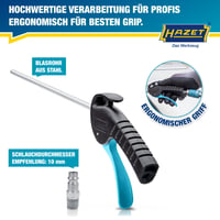 Fúkacia pištoľ Hazet 9040P-2 s dlhou dýzou – 420 mm, pracovný tlak 6 bar, ergonomická rukoväť 4