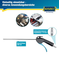 Fúkacia pištoľ Hazet 9040P-2 s dlhou dýzou – 420 mm, pracovný tlak 6 bar, ergonomická rukoväť 6