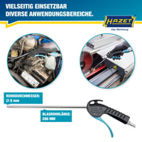 Fúkacia pištoľ Hazet 9040P-2 s dlhou dýzou – 420 mm, pracovný tlak 6 bar, ergonomická rukoväť 3
