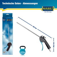 Fúkacia pištoľ Hazet 9040P-2 s dlhou dýzou – 420 mm, pracovný tlak 6 bar, ergonomická rukoväť 10