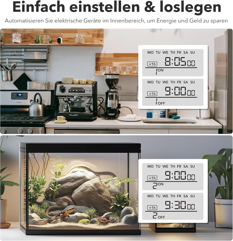 HBN Digitális Időzítő Aljzat 20 Program, Heti Időzítés, 16A/3680W