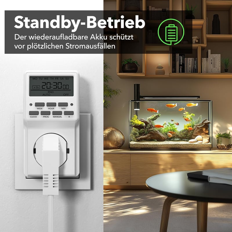 HBN Digitális Időzítő Aljzat 20 Program, Heti Időzítés, 16A/3680W