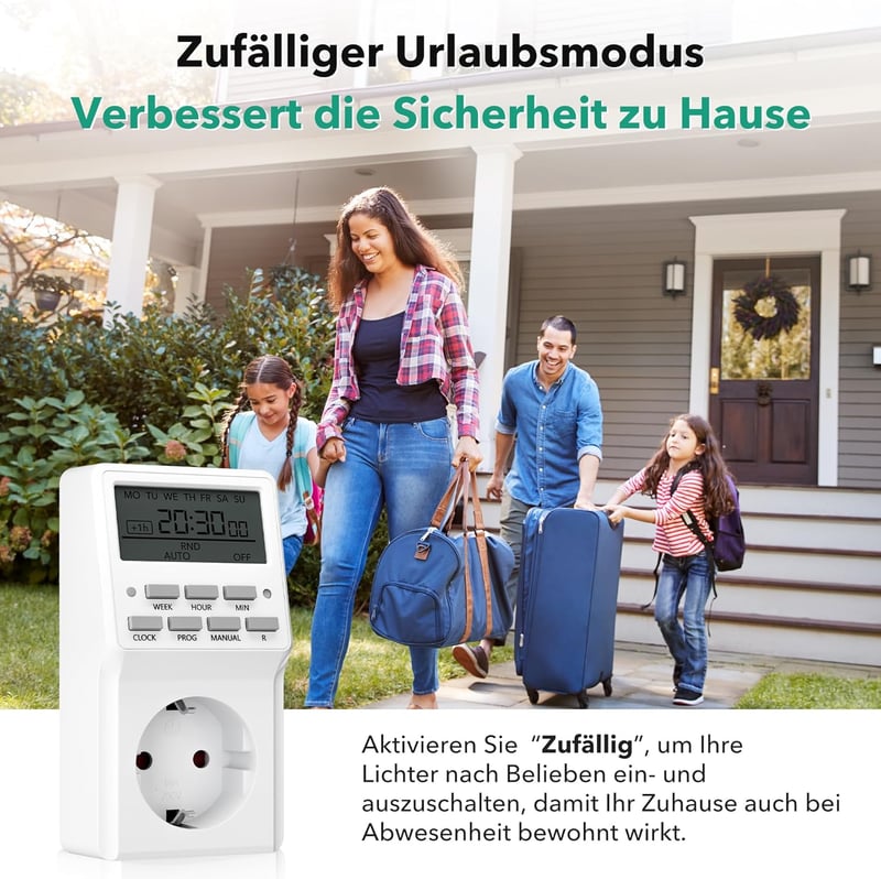 HBN Digitális Időzítő Aljzat 20 Program, Heti Időzítés, 16A/3680W
