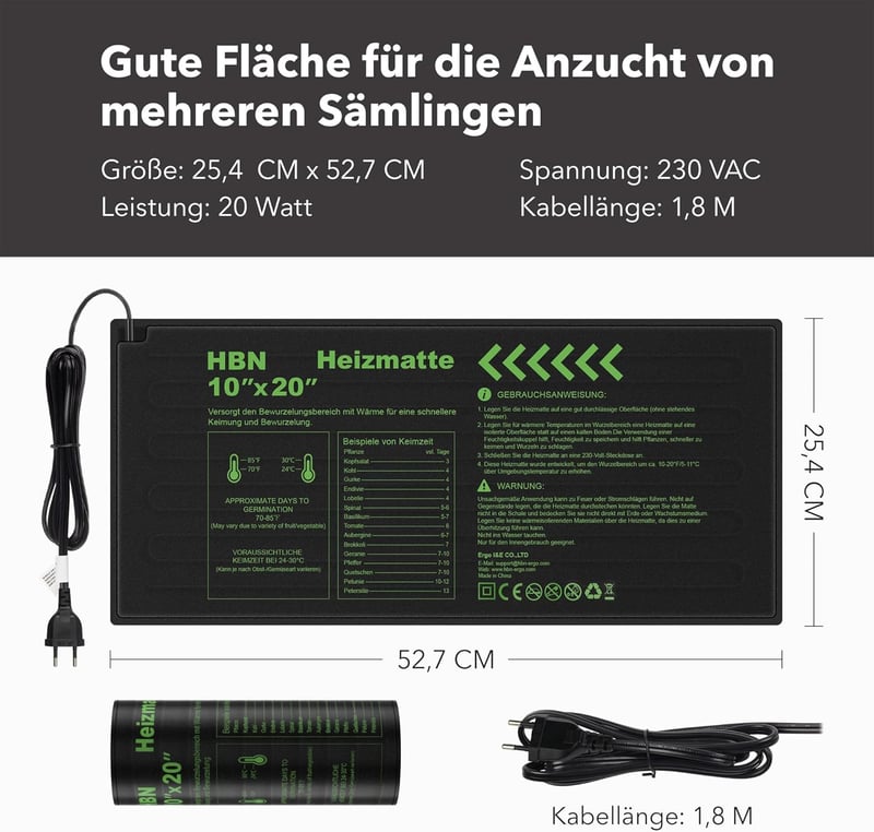 HBN Fűtőlap szett 2db 17,5W csírakeltetéshez és magvetéshez 50x25,7cm