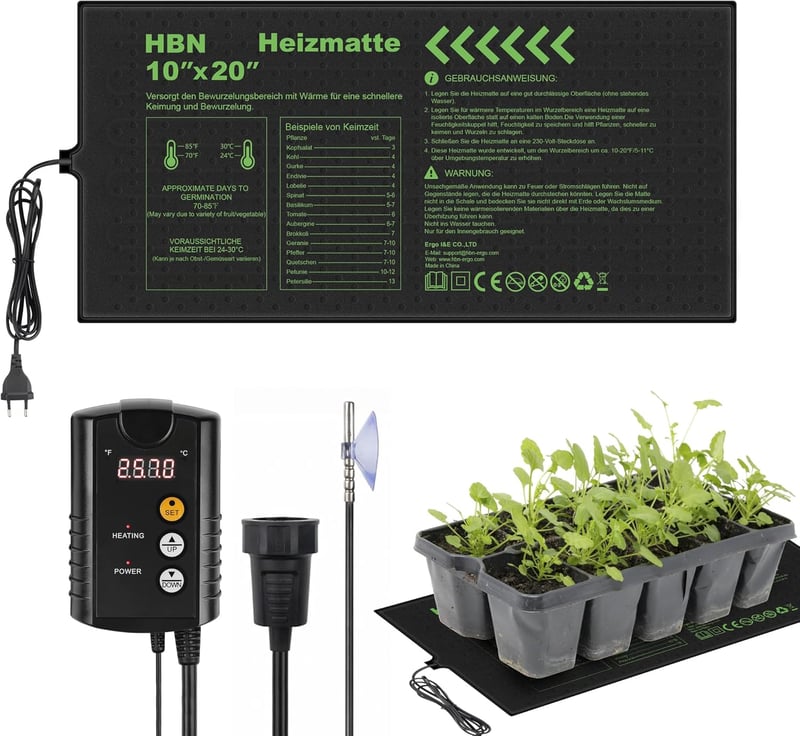 HBN Fűtőszőnyeg Termosztáttal 52x25cm Magvetéshez és Palántaneveléshez