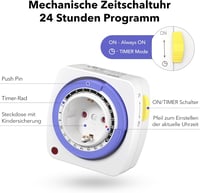 HBN mechanikus időzítő aljzat - 96 pozíció, 15 perces osztás, gyermekzár - 2 db - 16A/3680W 4
