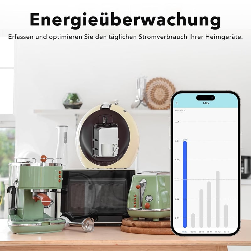 HBN Okos WiFi Konnektor Fogyasztásméréssel, 2 db-os Szett - Távirányítható Okos Otthon Aljzat Applikációval, 10A, Alexa és Google Home Kompa