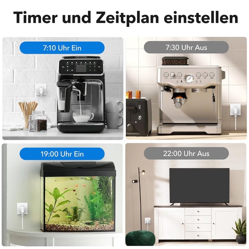 HBN Okos WiFi Konnektor Fogyasztásméréssel, 2 db-os Szett - Távirányítható Okos Otthon Aljzat Applikációval, 10A, Alexa és Google Home Kompa