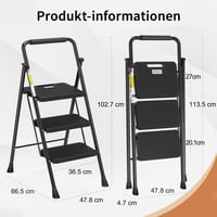 HBTower 3 lépcsős összecsukható létra széles csúszásmentes pedállal és kényelmes fogantyúval 2