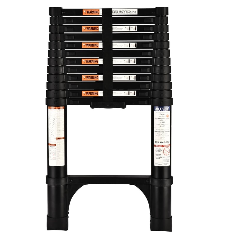 HBTower teleskopske aluminijske ljestve, nosivost 150 kg, crne - 3,8 m