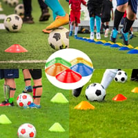 HBWHNIU 50 ks označovacích kužeľov na futbalový tréning, 5-farebná súprava športových kužeľov s držiakom a sieťovanou taškou, na koordinačný tréning 6