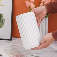 HCHLQLZ keramička vaza bijela 22 cm - ukrasna vaza za cvijeće, stolni ukras za dekoraciju doma 3