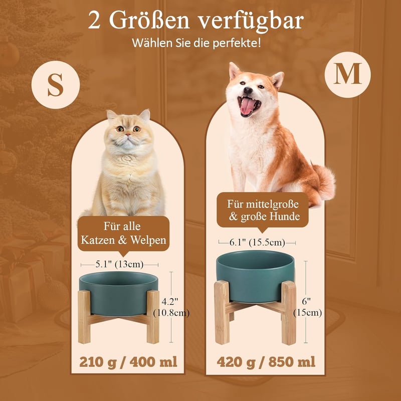 HCHLQLZ szürke kerámia tál kutyának macskának bambusz állvánnyal