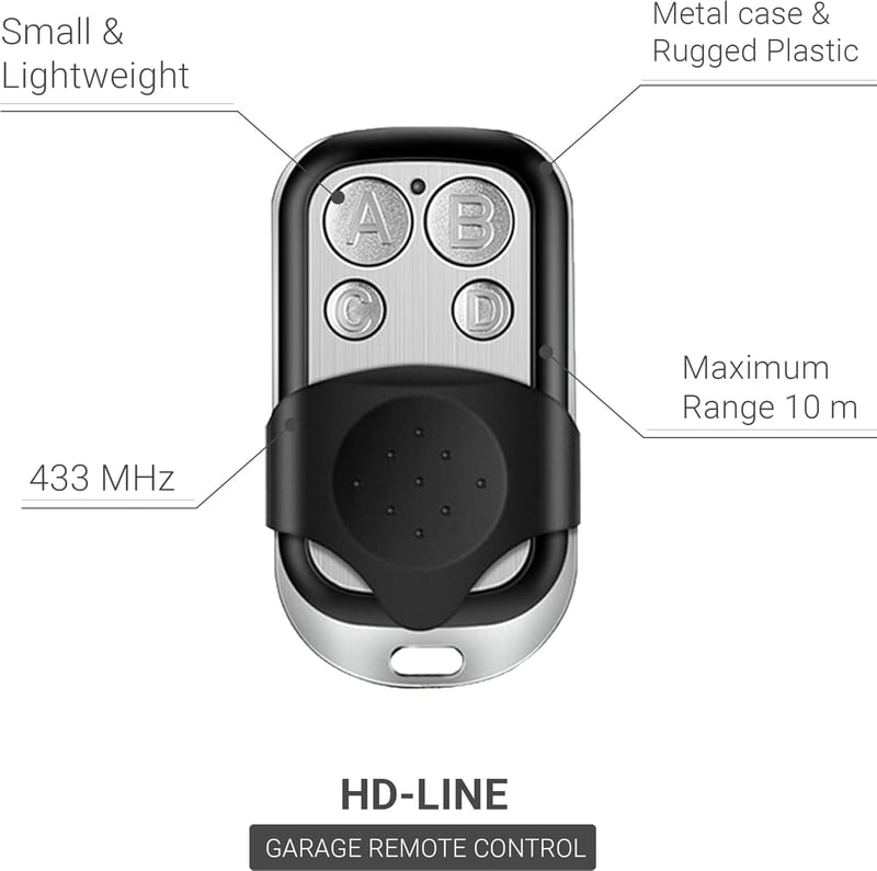 HD-Line 2X távirányító garázsajtóhoz és kapuhoz 433 MHz ezüst - 2X Packung, 2