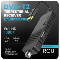 Digitálny pozemný prijímač hd-line DVB-T2 2024 Full HD 1080P, Bluetooth diaľkový ovládač, možnosť skrytia za TV, H.265 HEVC Main 10 Bit, 2v1 HDMI/AV, USB 2