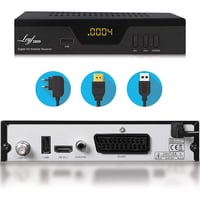Digitálny satelitný prijímač hd-line Leyf 2809 HDTV DVB-S/S2 Full HD 1080p HDMI SCART 2x USB 2.0 predprogramovaný na satelity Astra, Hotbird a Türksat 2