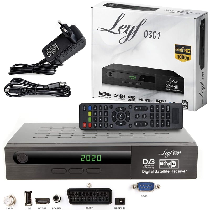 hd-line Leyf Digitális Műholdvevő PVR Felvételi Funkcióval – DVB-S/S2, Full HD 1080p, HDMI, SCART, 2x USB – Astra, Hotbird, Türksat + HDMI K