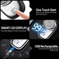 Mini aparat de ras electric USB HDAKDDHG pentru bărbați, cu afișaj LED, încărcare USB, rezistent la apă, utilizare uscată și umedă, aparat de ras portabil de buzunar, operare cu o singură atingere 4