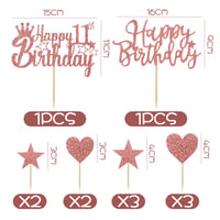Decorațiuni pentru tort HDGSAFD pentru aniversarea de 11 ani, set de 12 bucăți, cartonașe decorative pentru tort, accesorii pentru petrecerea de aniversare 2