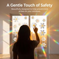Healife Set 22 Autocolante Decorative pentru Geamuri cu Model Floral, Vinil Prismatic cu Reflexii Curcubeu și Efect de Sun-Catcher, Rezistente la UV, Protecție Anti-Coliziune Păsări pentru Ferestre 7