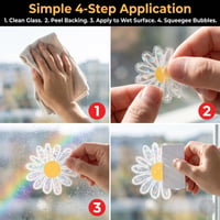 Healife Set 22 Autocolante Decorative pentru Geamuri cu Model Floral, Vinil Prismatic cu Reflexii Curcubeu și Efect de Sun-Catcher, Rezistente la UV, Protecție Anti-Coliziune Păsări pentru Ferestre 6