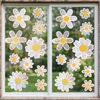 Healife Set 22 Autocolante Decorative pentru Geamuri cu Model Floral, Vinil Prismatic cu Reflexii Curcubeu și Efect de Sun-Catcher, Rezistente la UV, Protecție Anti-Coliziune Păsări pentru Ferestre 3