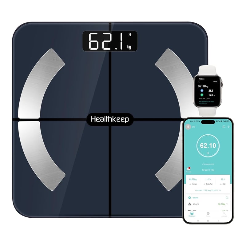 Healthkeep Bluetooth testmérleg 13 egészség-metrika, max. 180 kg - kék