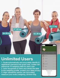 Healthkeep Bluetooth Személyi Mérleg 180kg, LED Kijelzővel iOS Android Apphoz 8