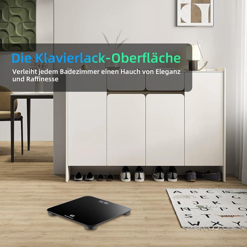 Healthkeep Digitális Fürdőszobamérleg Precíziós Szenzorokkal, Fekete