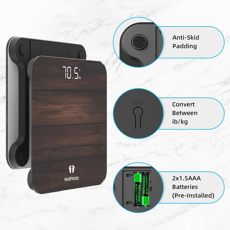 Healthkeep digitális személyi mérleg LED kijelzővel, 180kg terhelhetőség, vékony design