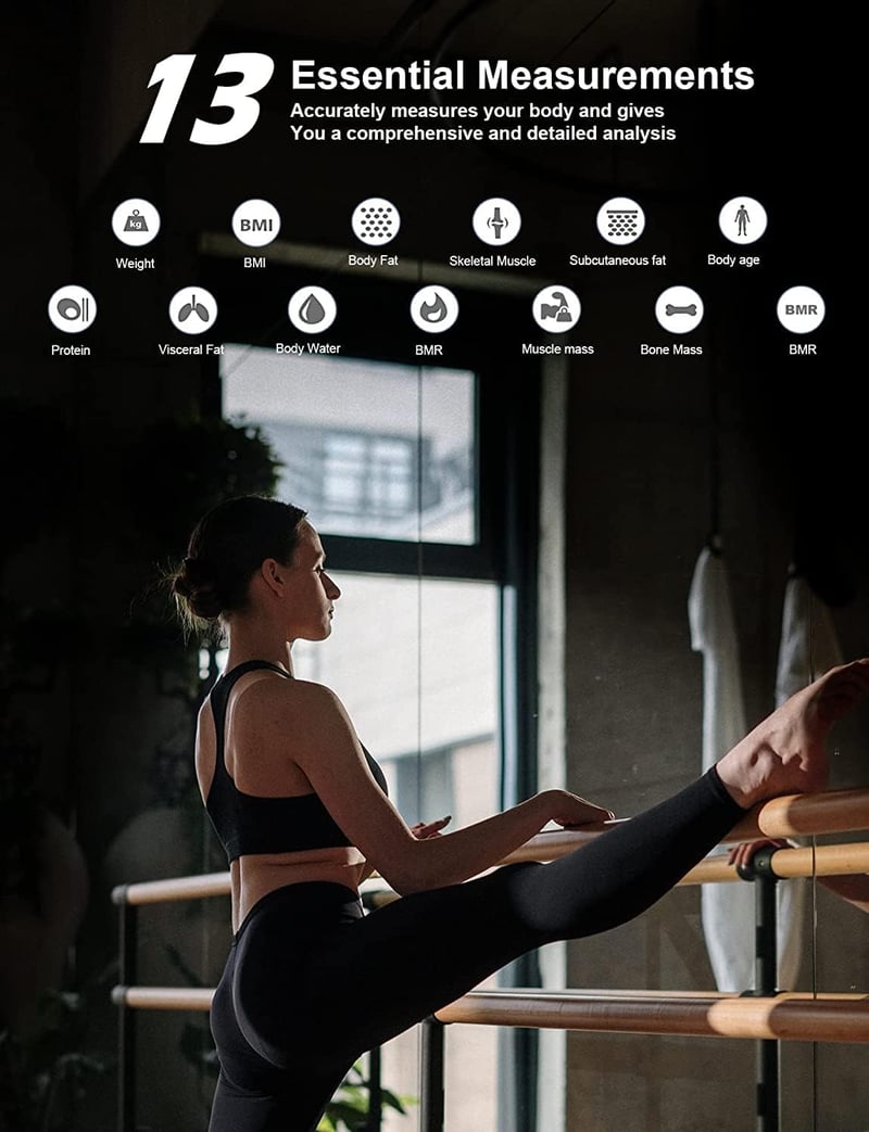 Healthkeep Okos Testösszetétel Mérleg Bluetooth Applikációval - Testzsír BMI Izomtömeg Mérő Digitális Személymérleg Fekete