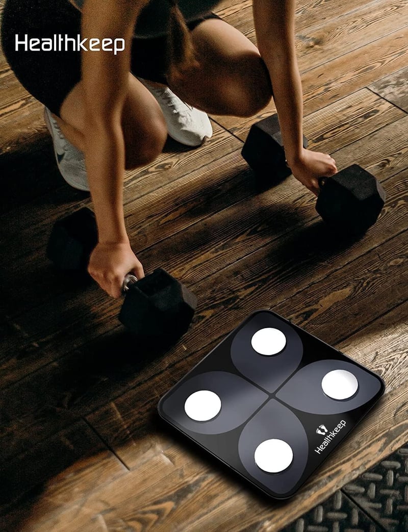 Healthkeep Okos Testösszetétel Mérleg Bluetooth Applikációval - Testzsír BMI Izomtömeg Mérő Digitális Személymérleg Fekete