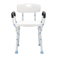 HEAO Állítható Magasságú Zuhanyszék Háttámlával és Karfával - Időseknek, 41-53 cm, 136 kg Teherbírással, Puha Párnázattal 1