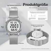 Hearkent vízálló lépésszámláló óra, fitness tracker, kalóriaszámláló sportuhr - Damen,Bandbreite:18mm, Silver 2