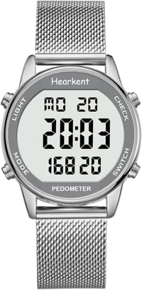 Hearkent vízálló lépésszámláló óra, fitness tracker, kalóriaszámláló sportuhr - Damen,Bandbreite:18mm, Silver 1