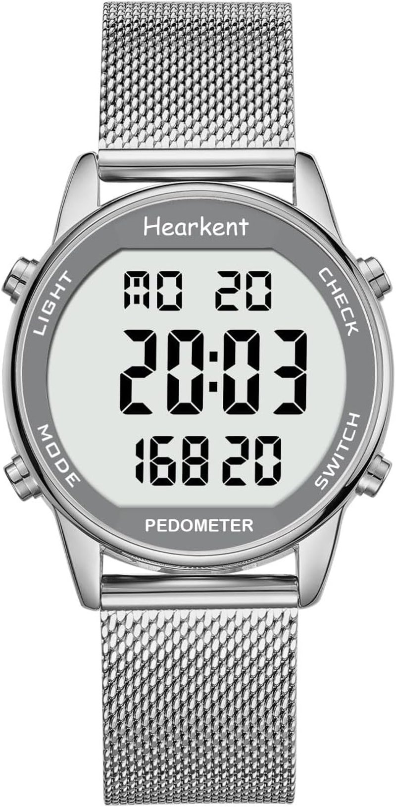 Hearkent vízálló lépésszámláló óra, fitness tracker, kalóriaszámláló sportuhr - Damen,Bandbreite:18mm, Silver
