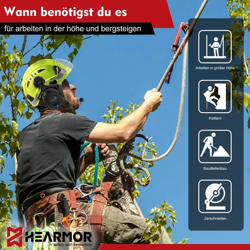 HEARMOR Ipari Védősisak Zöld Aktív Hallásvédelemmel ABS Építőipari Sisak Magasban Végzett Munkához EN397 Tanúsítvánnyal