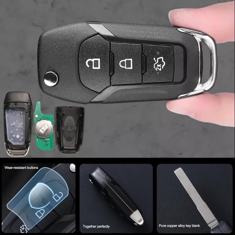 Heart Horse 3 gombos autókulcs ház Ford Mondeo S-Max Galaxy KA+ modellekhez, 433Mhz FSK ID49 chippel, távirányítós kulcsház csere