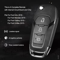 Heart Horse 3 gombos autókulcs ház Ford Mondeo S-Max Galaxy KA+ modellekhez, 433Mhz FSK ID49 chippel, távirányítós kulcsház csere 3