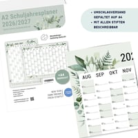heaven+paper Školský ročný plánovací nástenný kalendár 2026/2027, papier s certifikátom FSC, veľkosť A2 – zelený 3