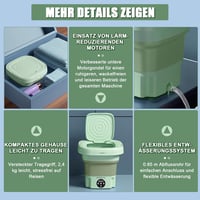 HEBERUCK 8L Hordozható Összecsukható Mini Mosógép - 3 Programmal, Csendes Működés, Utazáshoz, Kempingezéshez, Bébi Ruhákhoz és Fehérneműhöz  7