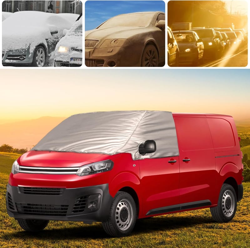 HEBERUCK Szélvédő Takaró Citroen Peugeot Jumpy Expert 2016-2023 és Vivaro 2019-2023 Modellekhez - Vízálló Időjárásálló Védőborítás