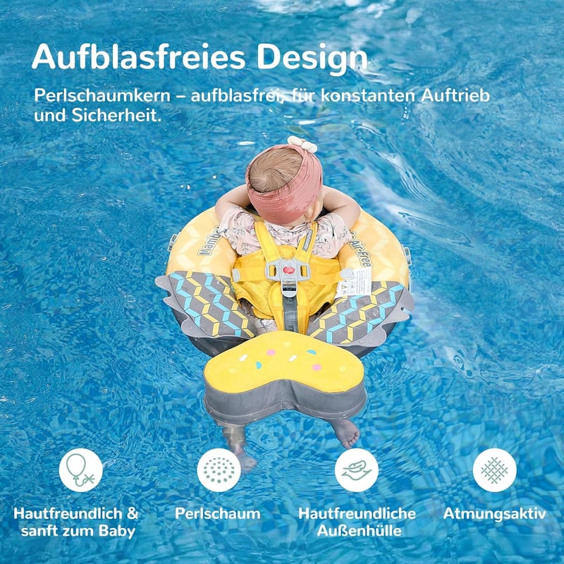 HECCEI Úszógyűrű Babáknak 3-24 Hónapos Korig, Nem Felfújható Úszástanulás Segédeszköz - Colorful Fish Yellow
