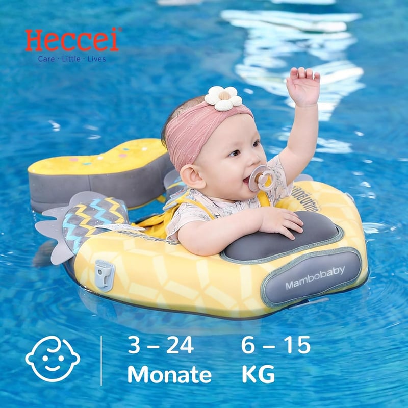 HECCEI Úszógyűrű Babáknak 3-24 Hónapos Korig, Nem Felfújható Úszástanulás Segédeszköz - Colorful Fish Yellow